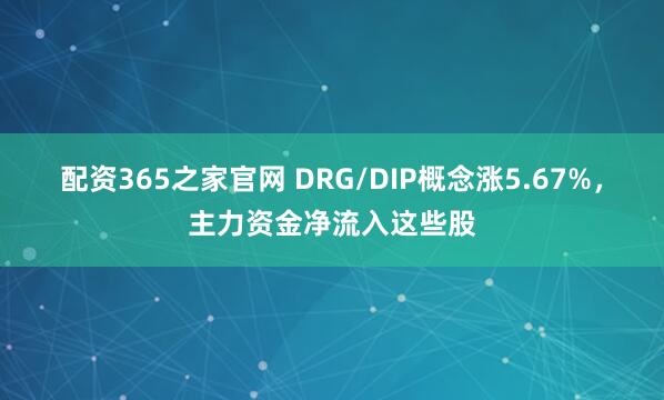 配资365之家官网 DRG/DIP概念涨5.67%，主力资金净流入这些股